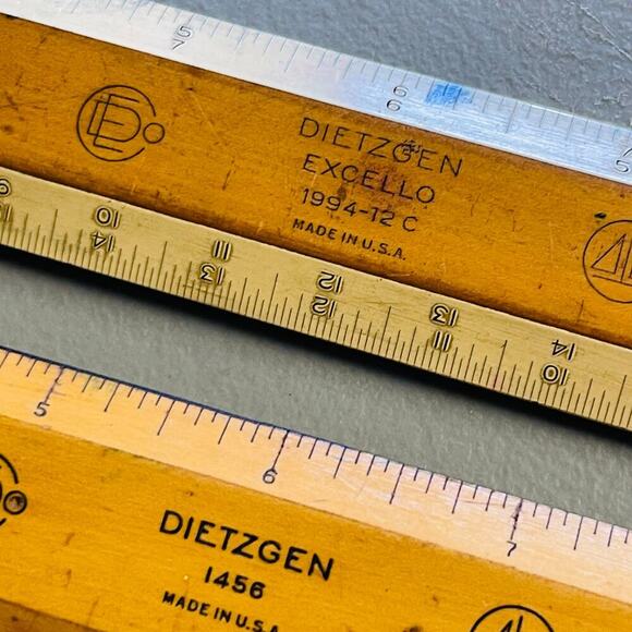 Vintage Dietzen Wooden Ruler Set - Collectible Measuring Tools - Picture 3 of 5
